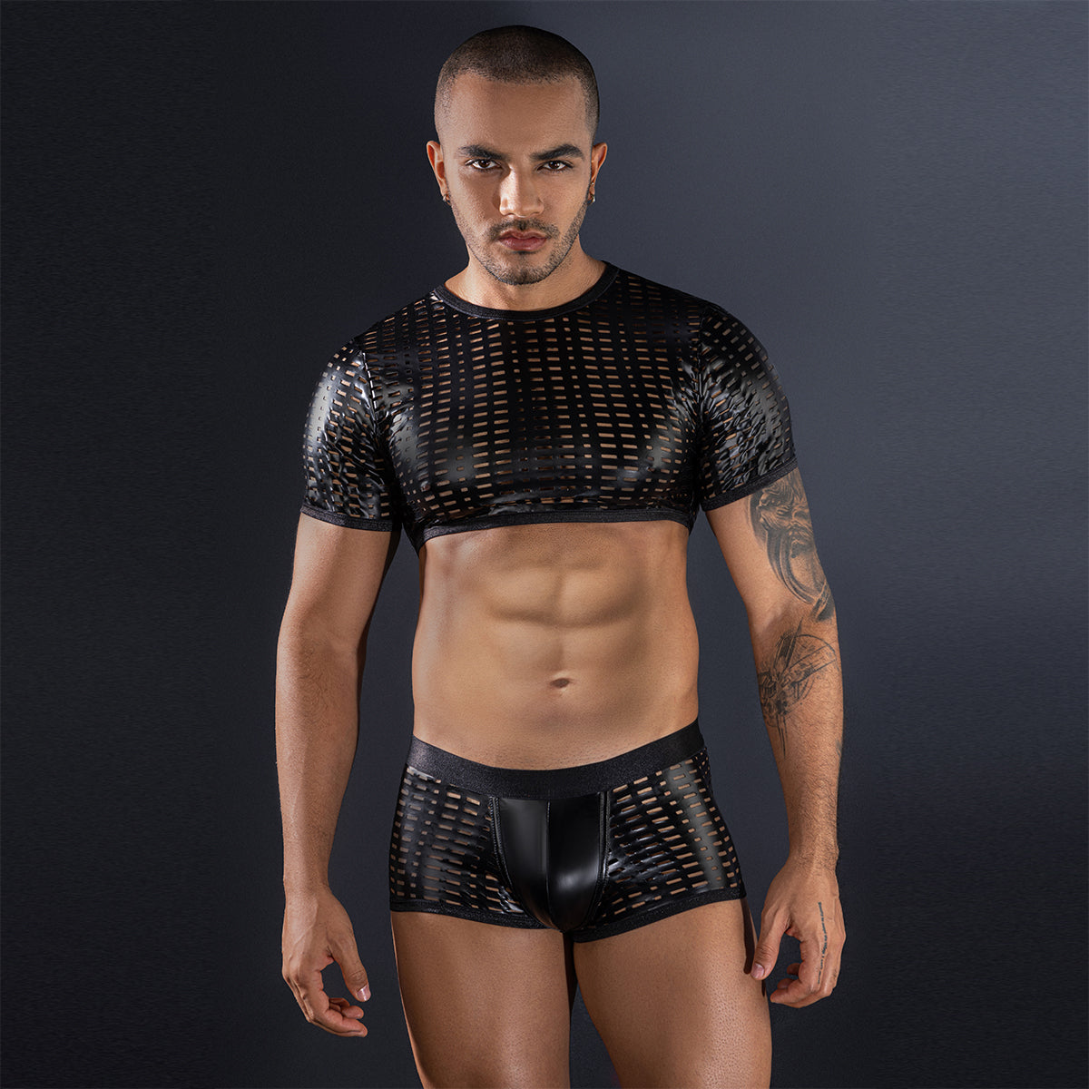 Latex Men Hollow Out Mesh Set