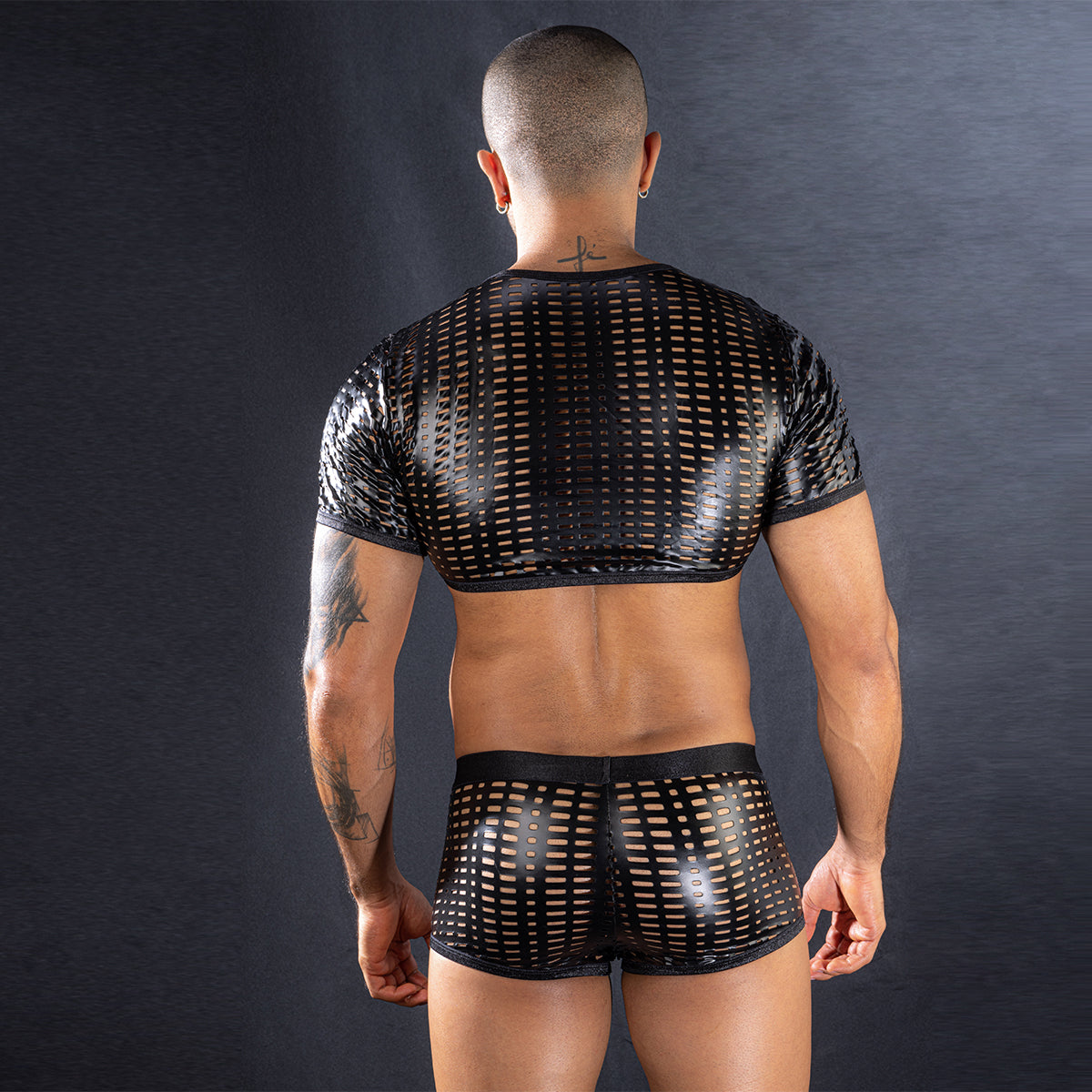 Latex Men Hollow Out Mesh Set