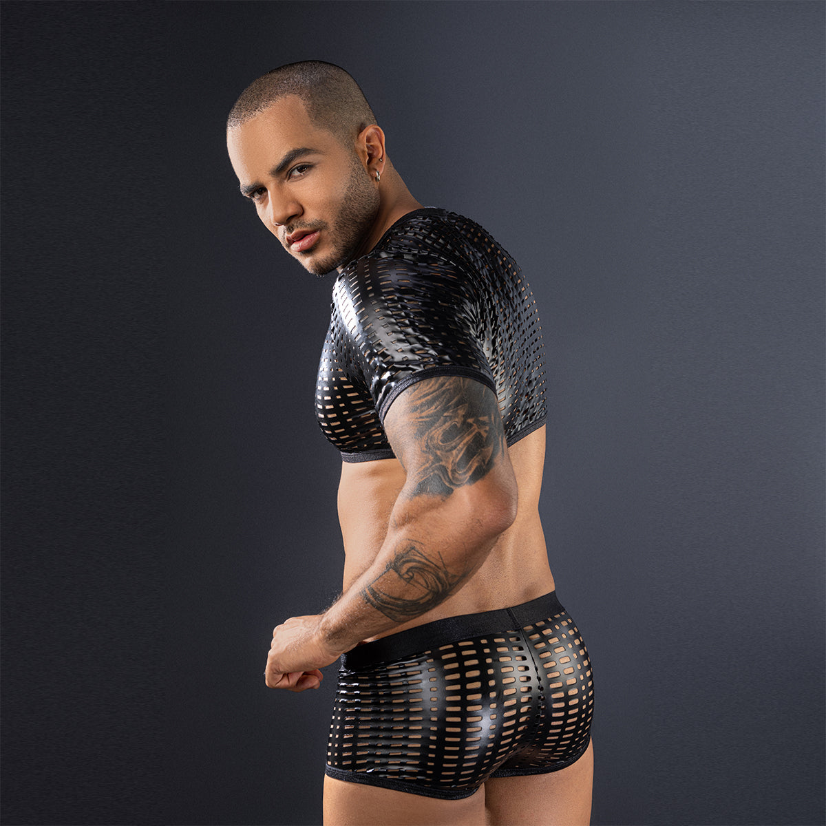 Latex Men Hollow Out Mesh Set
