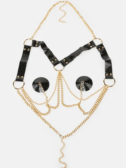 Open Bust Harness with Nipple Pasties