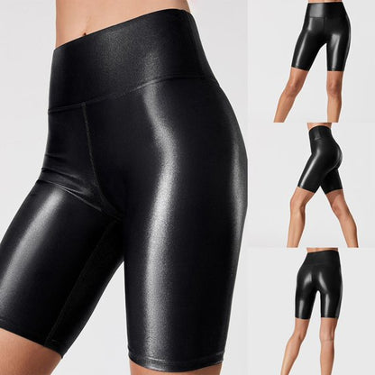 Black Pu Leather Shorts