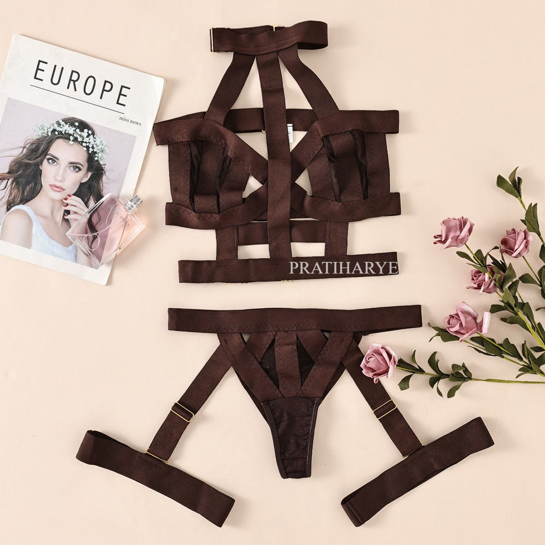 cut out halter garter set