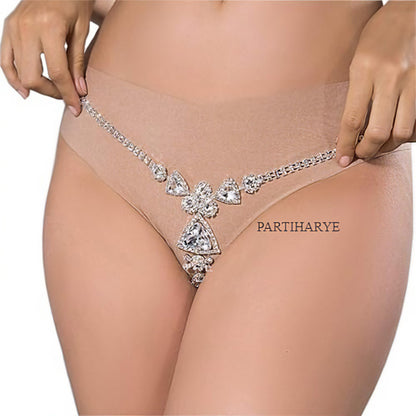 Crystal Rhinestone Designer Chain Thong