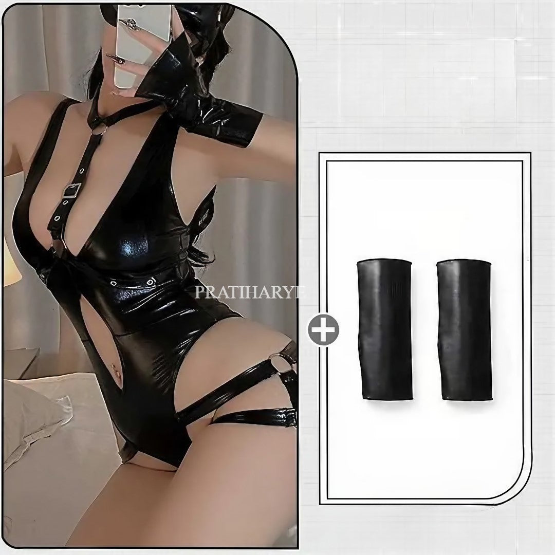 Pu Leather Bunny outfit with mask