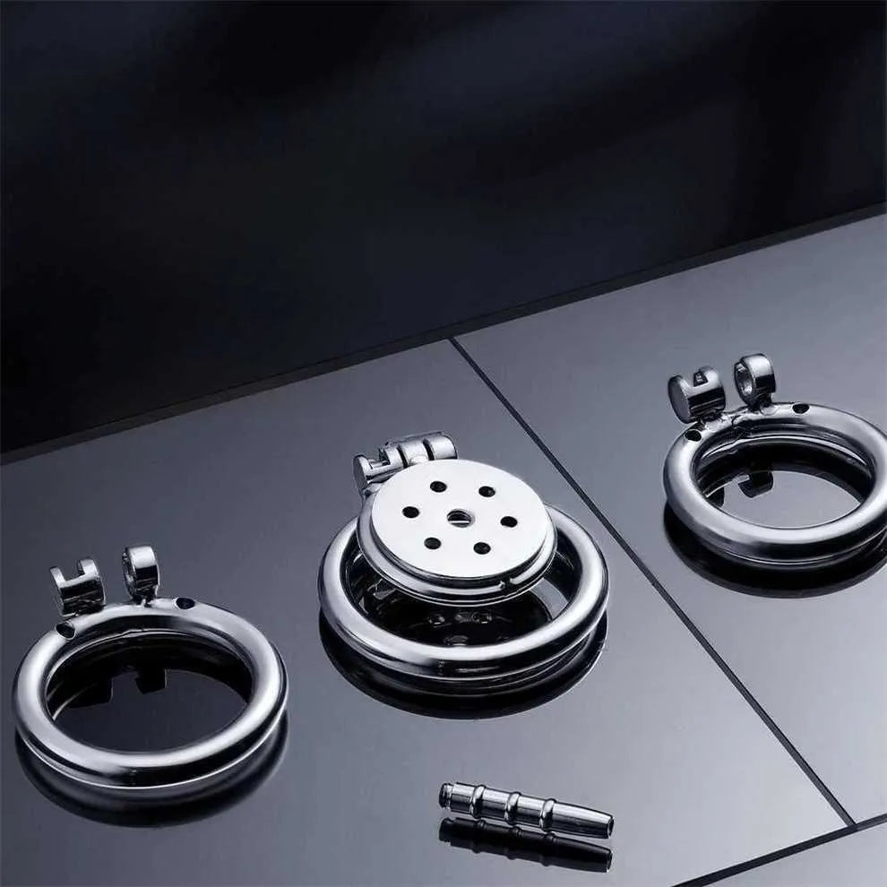 Stainless Steel Flat Chastity Cage with Urethral Pipe