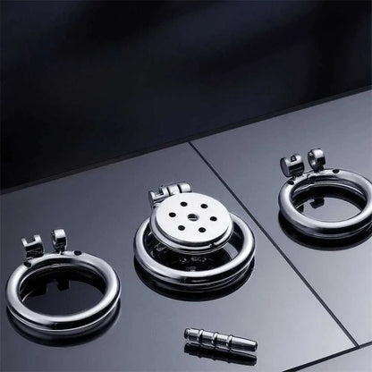 Stainless Steel Flat Chastity Cage with Urethral Pipe