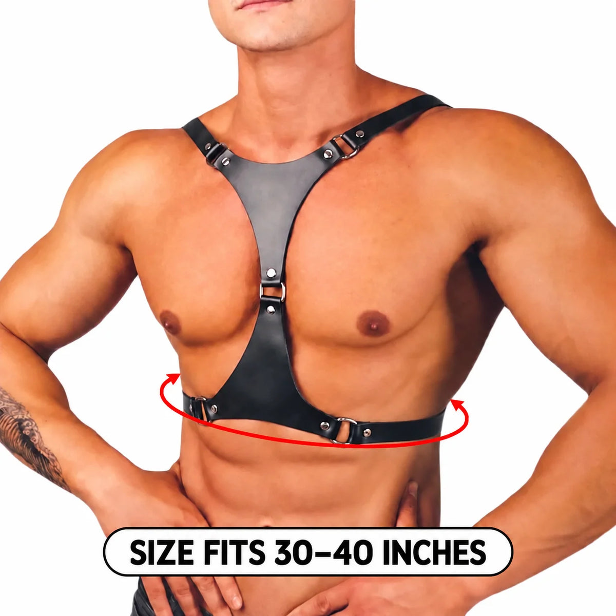 Men’s Black Faux Leather Chest Harness
