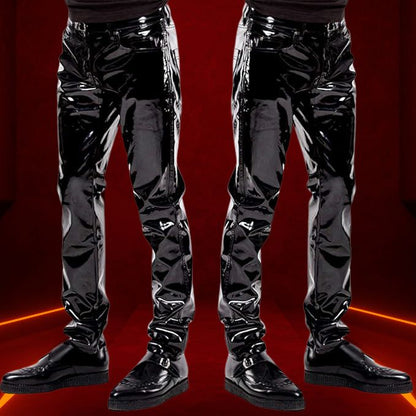 leather patch boxer men
men fetish wear india
bdsm men lingerie
men roleplay outfit
Black High-Gloss Vinyl Leather Pants