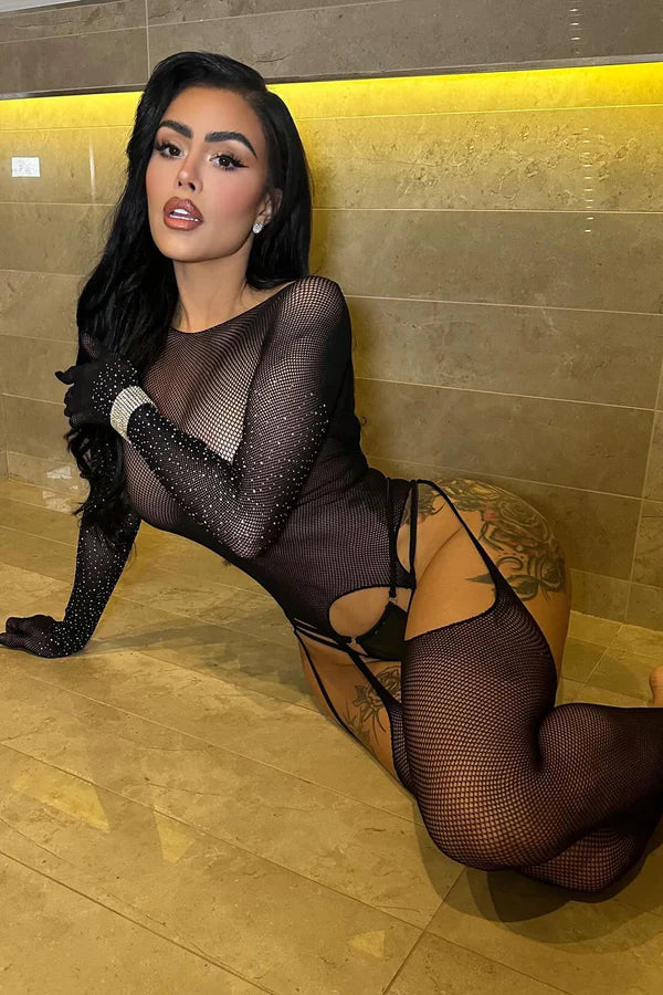 Midnight Sparkle Fishnet Full Bodystocking