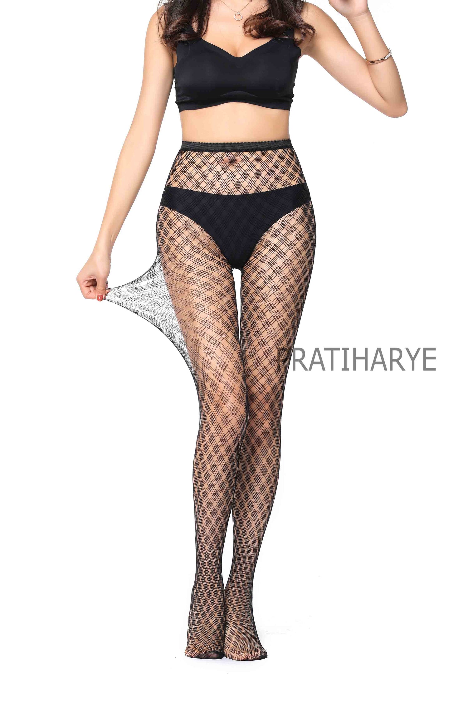 Lace Pattern High Waist Fishnet Pantyhose Stocking - D3