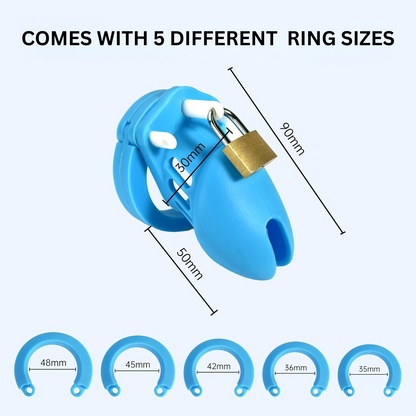 Silicone Male Chasity Cage lock with 5 Rings