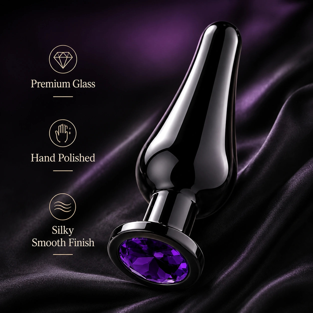 Premium Stainless Steel Anal Plug Purple Jewel