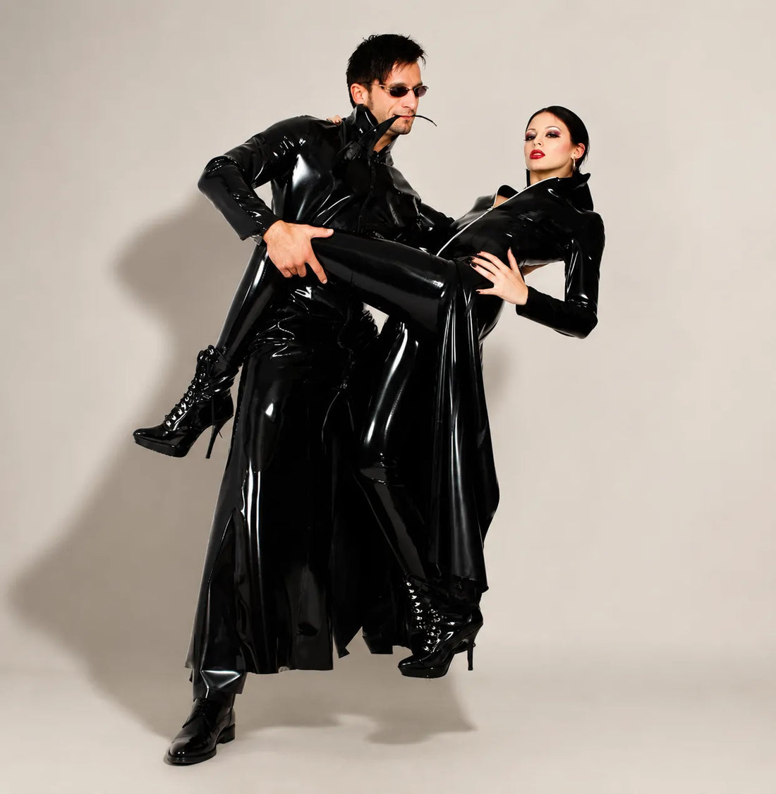 High Gloss Latex Fashion Couple Suit