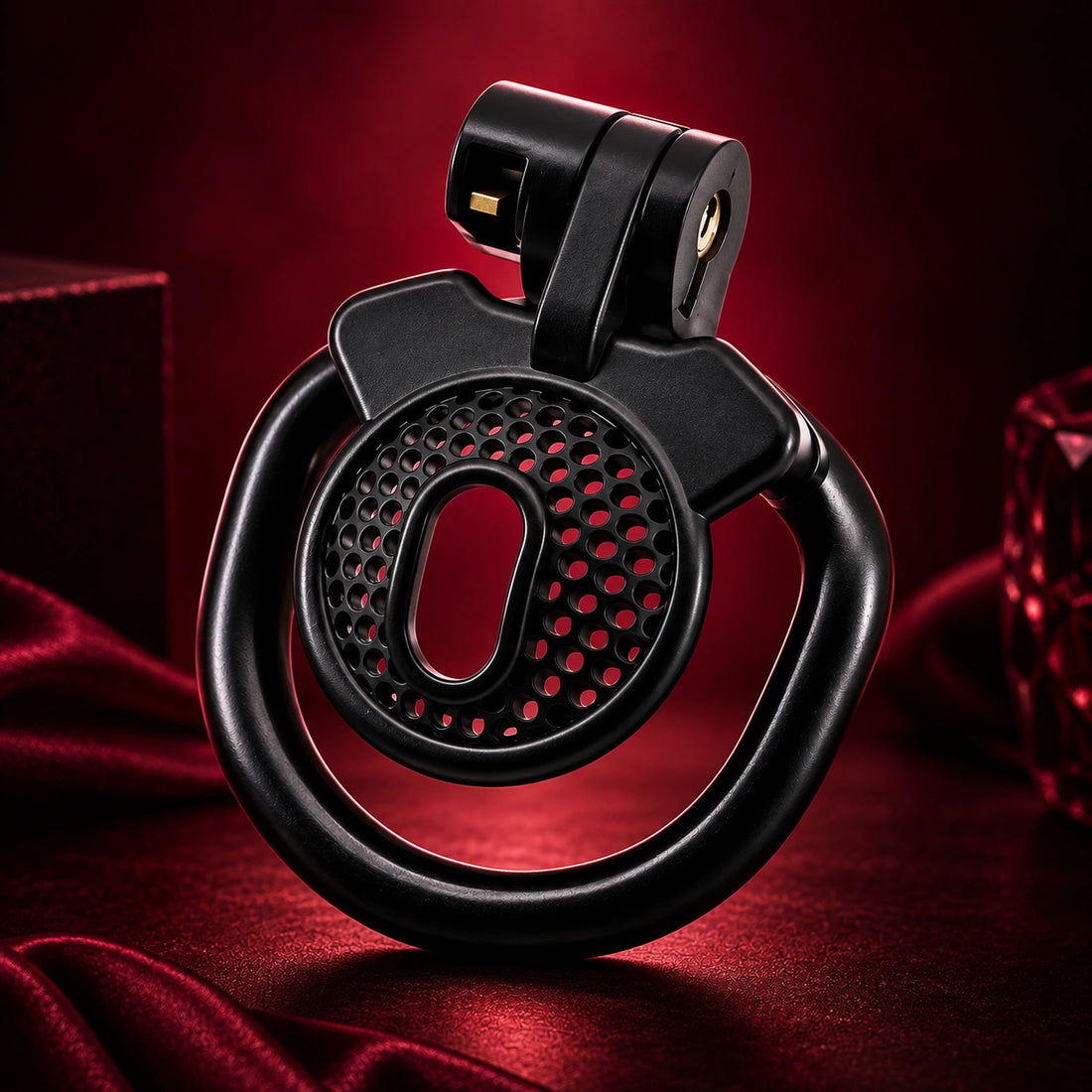Plastic Chastity Cage with 4 Rings - Black