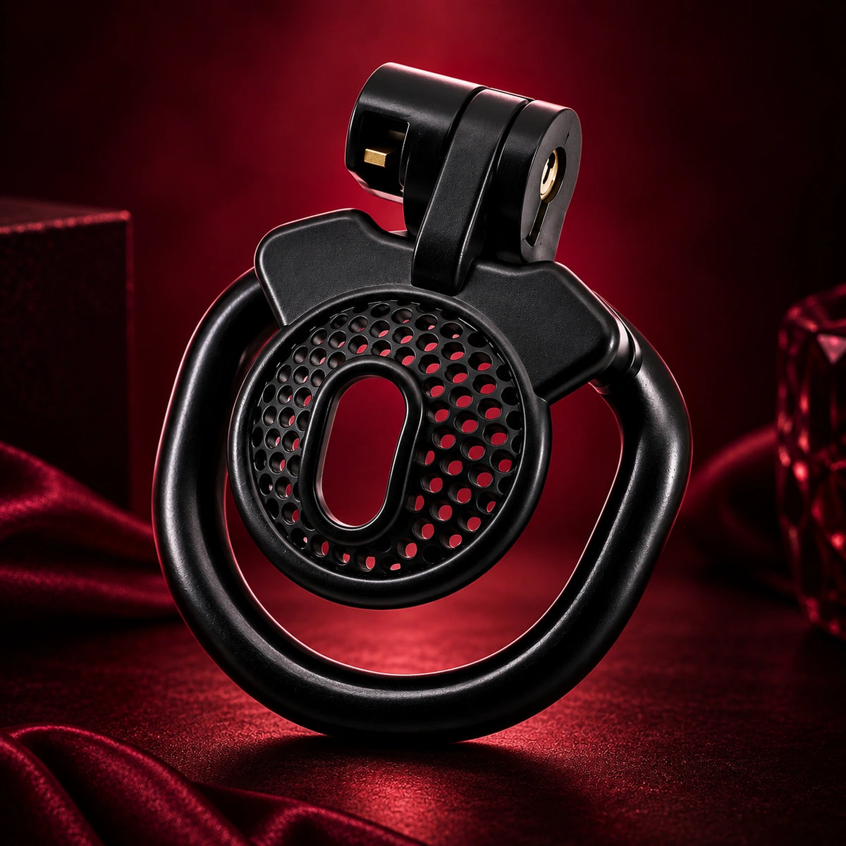 Plastic Chastity Cage with 4 Rings - Black