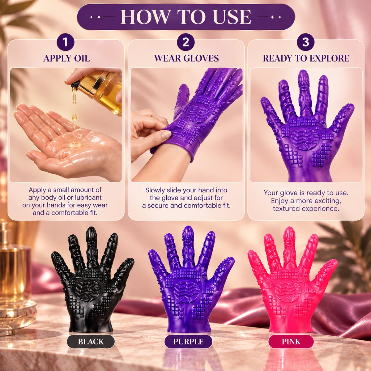 Textured Fetish Massager Silicone Gloves for Adults