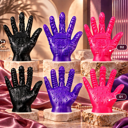 Textured Fetish Massager Silicone Gloves for Adults