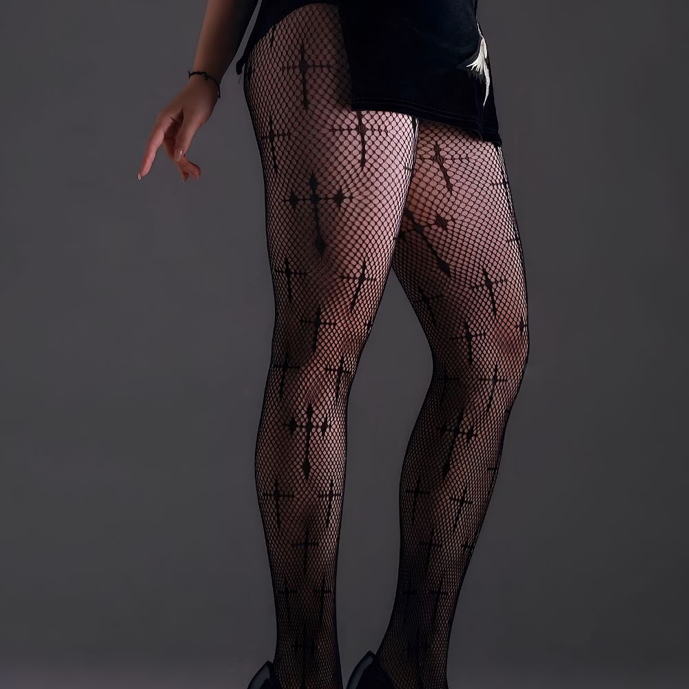 Made in Heaven Sheer Statement Tights
Classic Black Mesh Pantyhose Stockings
Sheer Fishnet Strips Pantyhose Stocking
Cross Pattern Fishnet Pantyhose