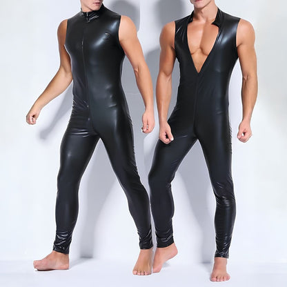 pratiharye
sexy menswear
men fashion lingerie
premium men lingerie
Faux Leather Wetlook Full Body Catsuit