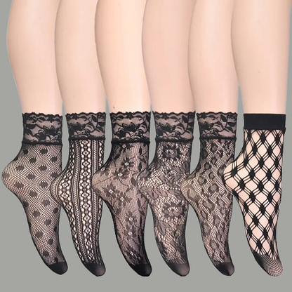Open-Crotch Sheer Rhinestone Pantyhose
Crimson Desire Fishnet Stocking
Made in Heaven Sheer Statement Tights
Classic Black Mesh Pantyhose Stockings
Fishnet Lace Shorts Socks