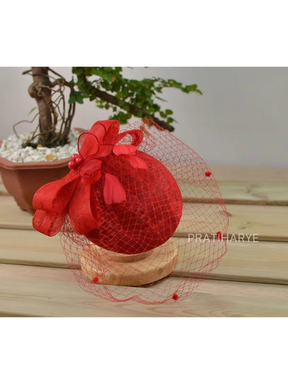 elegant women headwear
designer fascinator hats
women cocktail hats
fashionable fascinator accessories
French Elegant Women Banquet Fascinator Hat With Veil Flowers Feather | HAT-14
