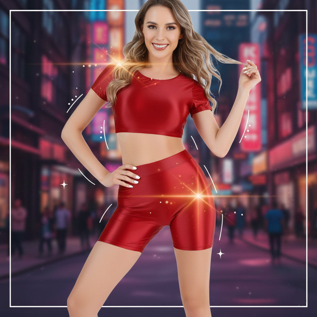 2 Piece Oily Shiny Yoga Gym Fitness Tights