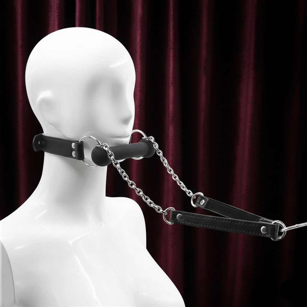 Dog Bone Mouth Gag &amp; Leash