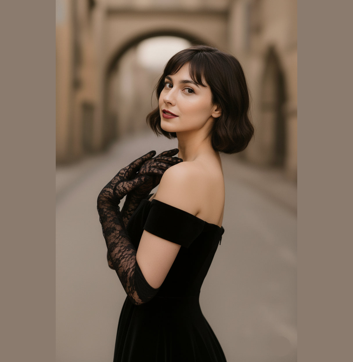 Long Mesh Floral Gloves