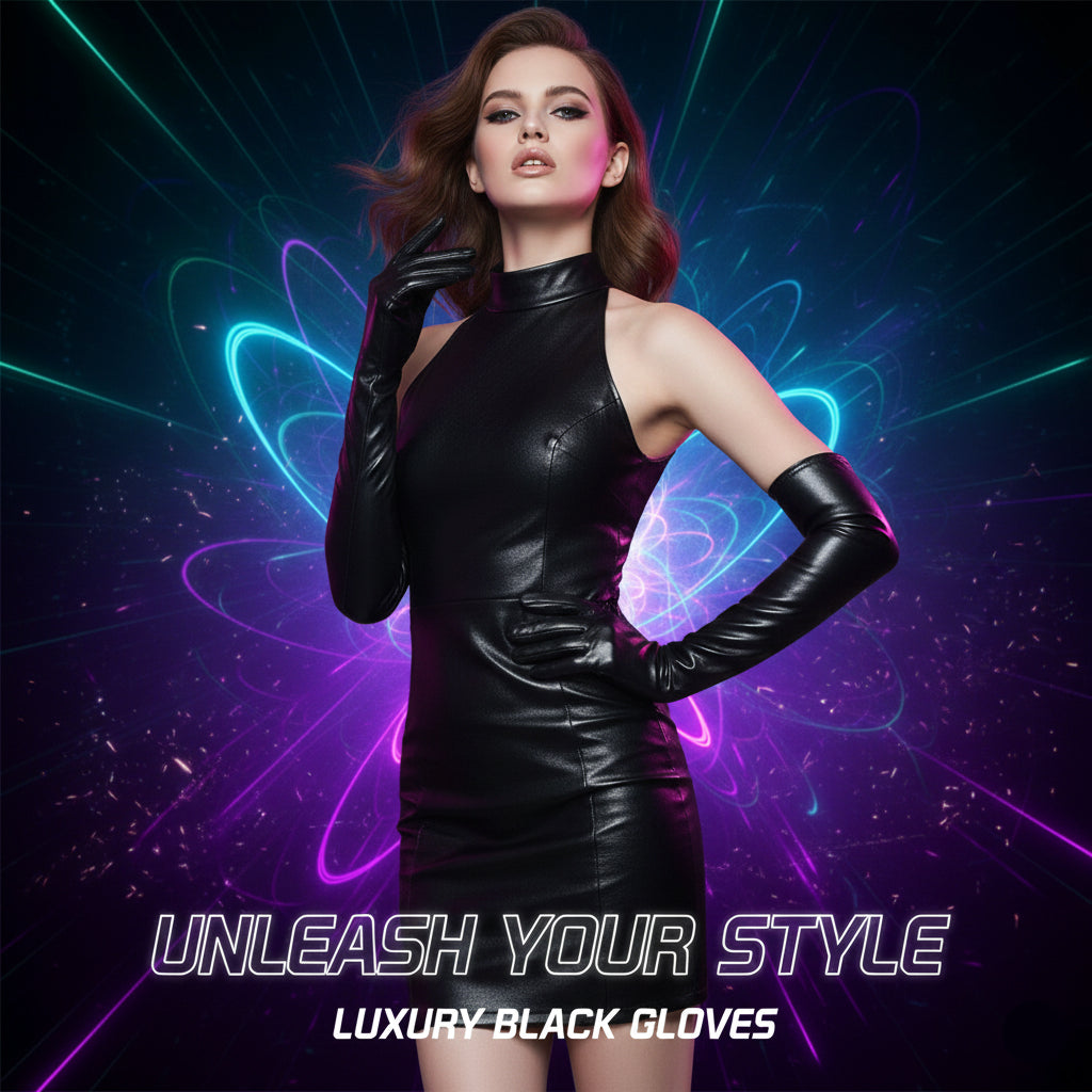 Long Faux Leather gloves