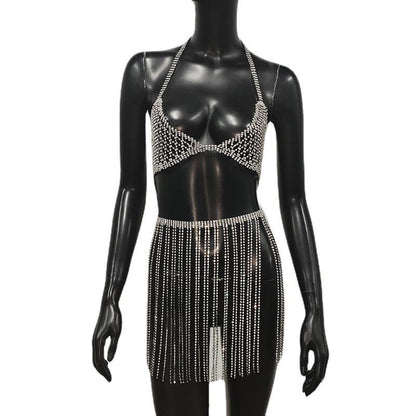 Silver Tassel Shimmering Bikini Set