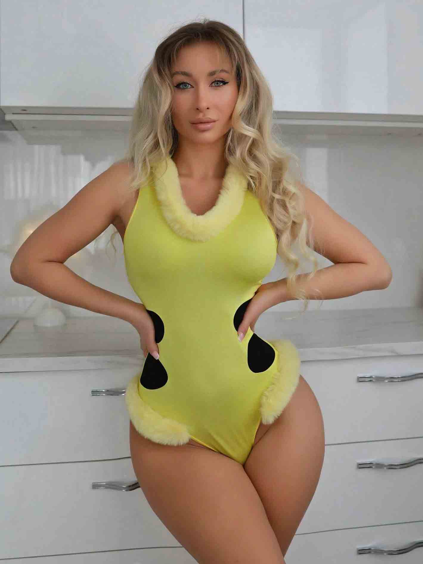 Sexy Furry Pikachu Costume with Hood