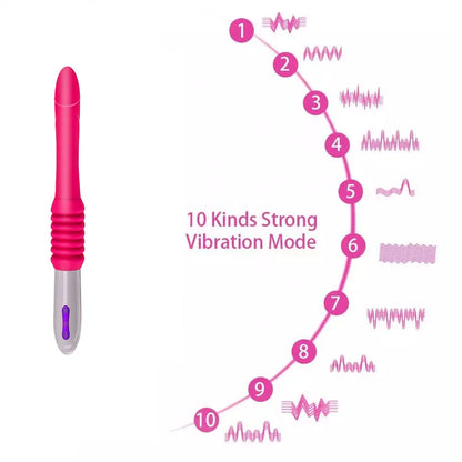 Telescopic Vibrator with Suction Cup Base | Thrusting &amp; Vibration Massager