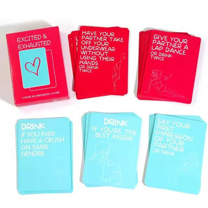 Excited &amp; Exhausted Couples Drinking Card Game