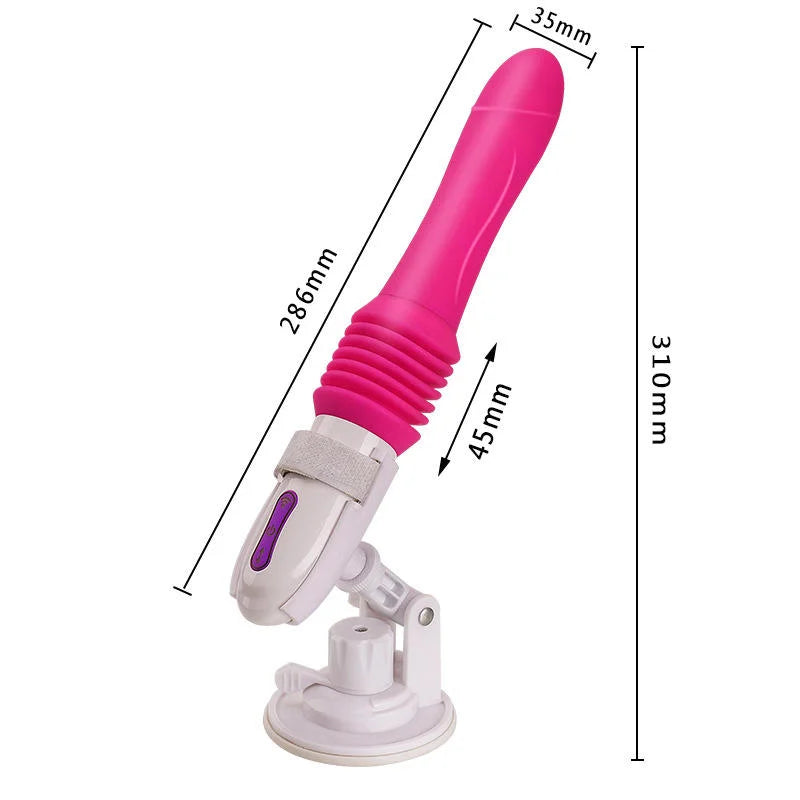 Telescopic Vibrator with Suction Cup Base | Thrusting &amp; Vibration Massager