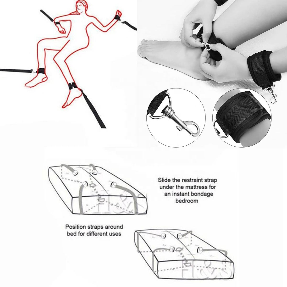 Multi Position Cross Bed Restraining with Feather Handcuff