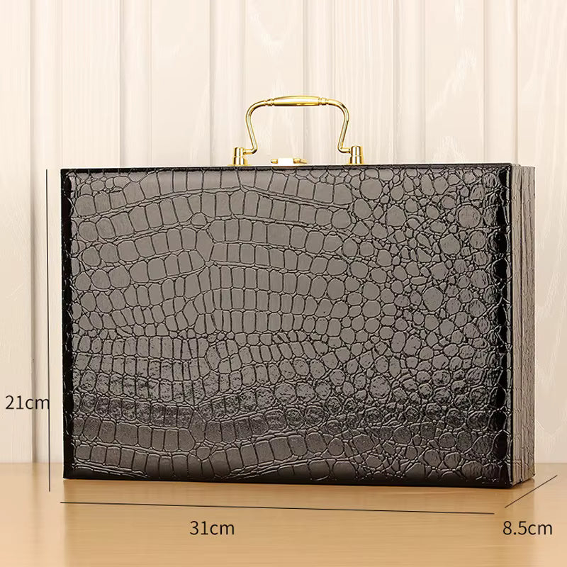 Premium MDF Wooden Storage Case with Luxury Leather Finish