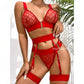 Mesh Strappy Garter Lingerie Set