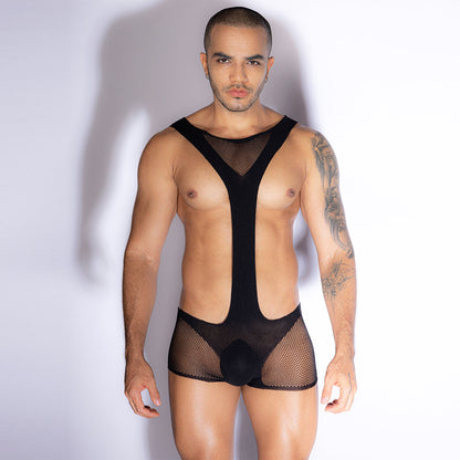 Men Fishnet Bodysuit