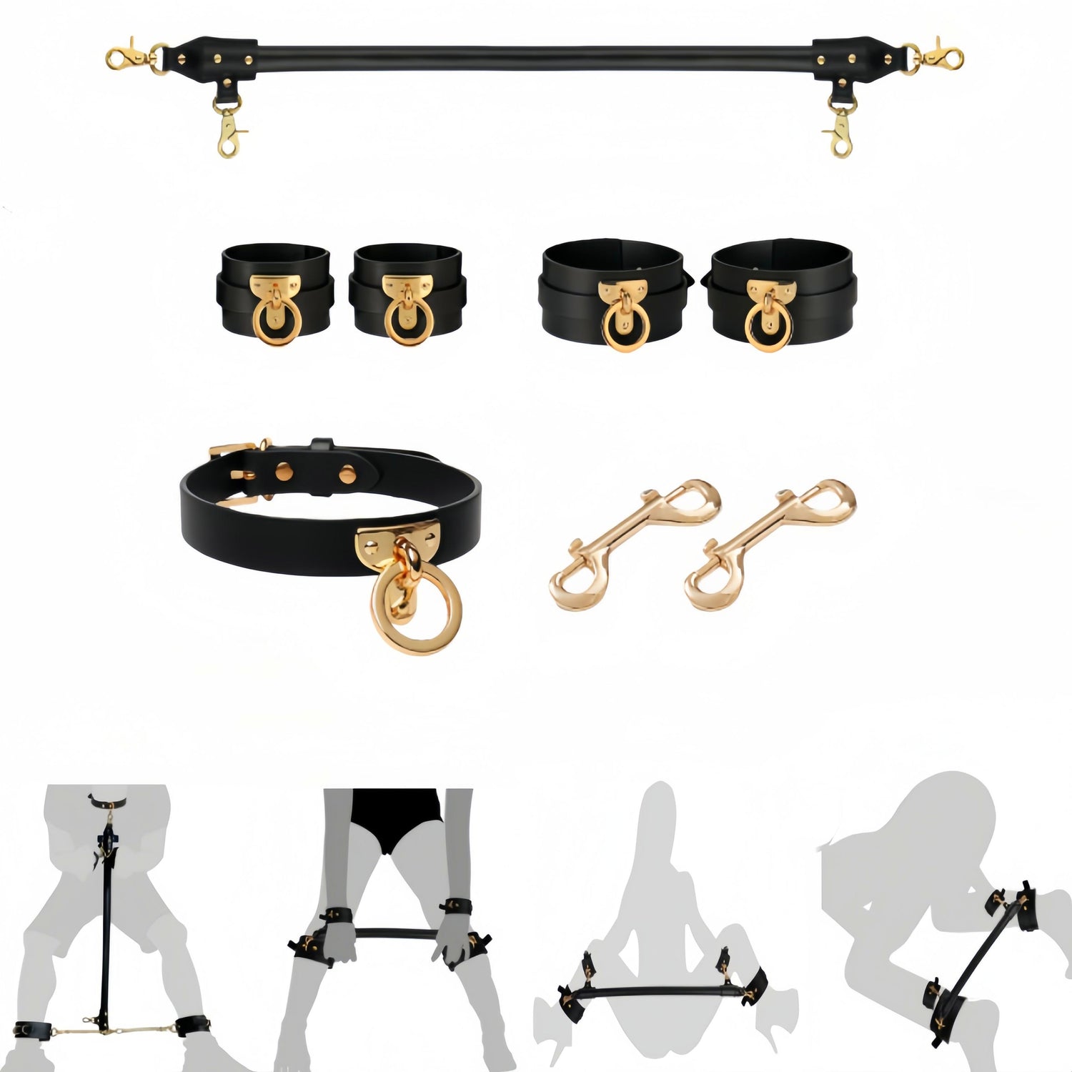 Luxury PU Leather Spreader Bar with Hand &amp; Anklecuff