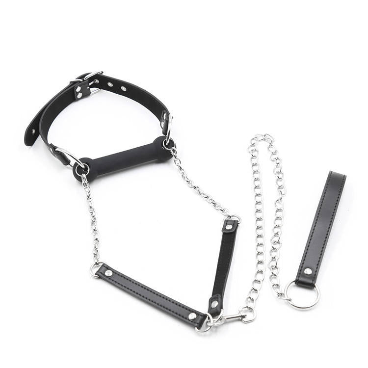 Dog Bone Mouth Gag &amp; Leash