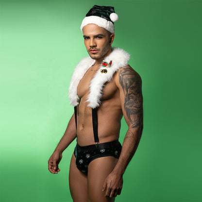 Men Furry Santa Roleplay Dress with Cap