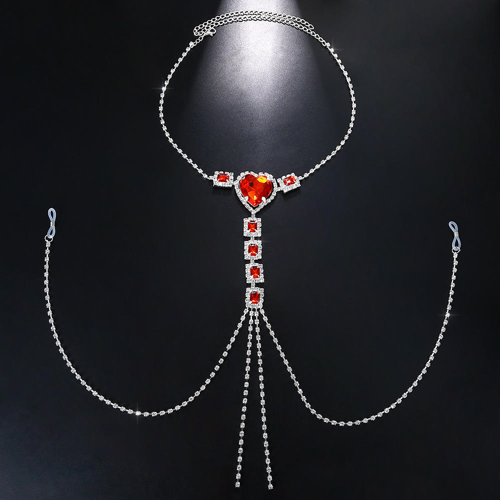 Red Crystal Drop Nipple Noose Necklace