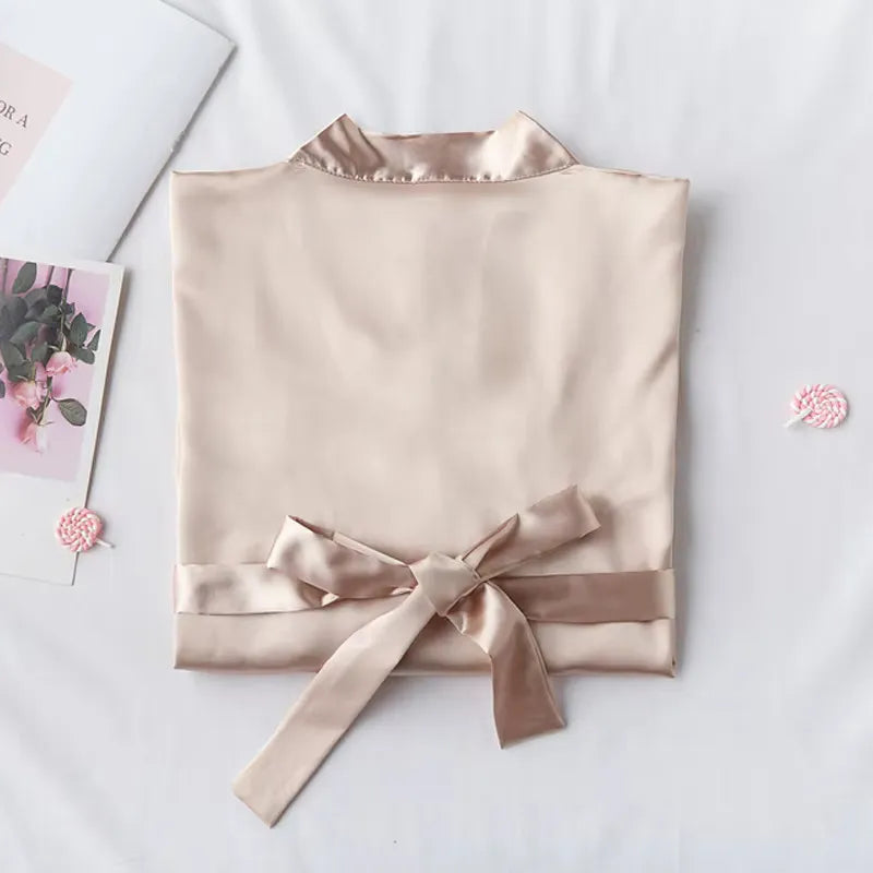 Embroidery Bride &amp; Bridesmaids Silk Satin Robe