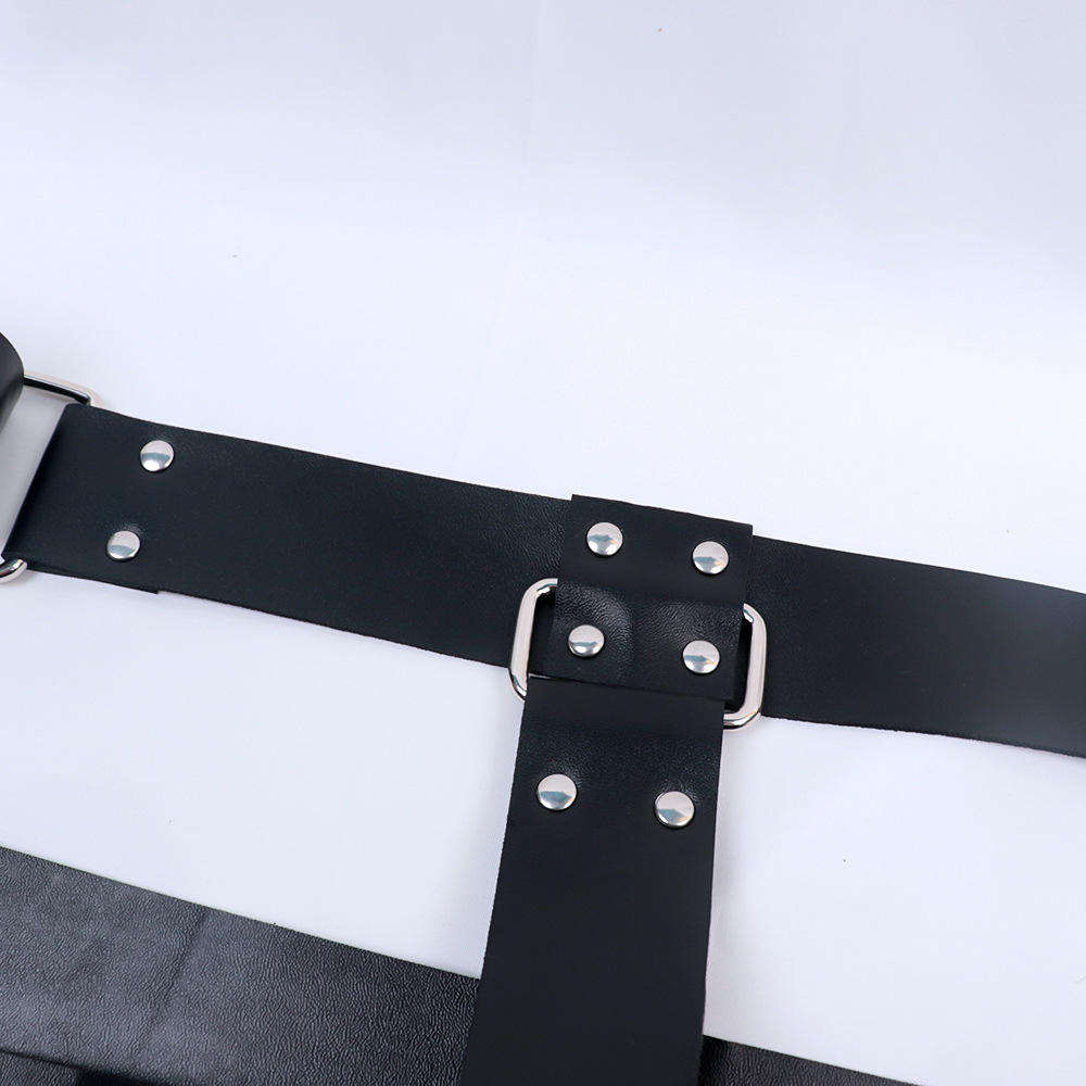 Leather Bondage Back Handcuff Restraint Harness