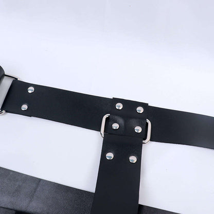 Leather Bondage Back Handcuff Restraint Harness
