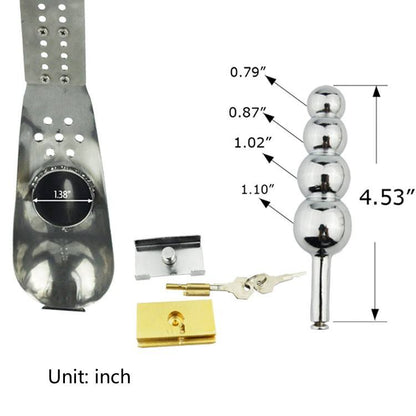 Male Stainless Steel Cage Chastity Belt with Butt plug