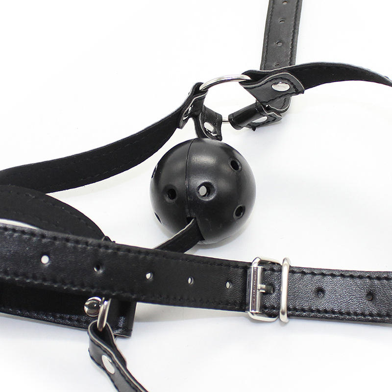 Leather Strap Face mask with Mouth Gag Ball