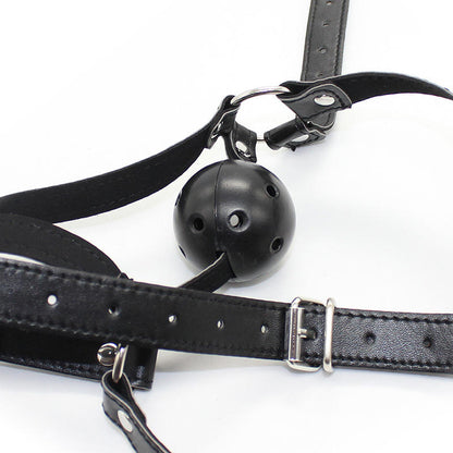 Leather Strap Face mask with Mouth Gag Ball