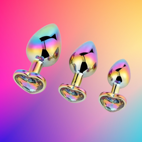 Premium Rainbow Heart Butt Plug