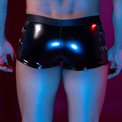 Men Mini Latex Shorts